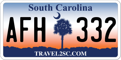 SC license plate AFH332