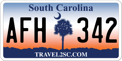 SC license plate AFH342