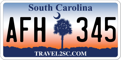 SC license plate AFH345