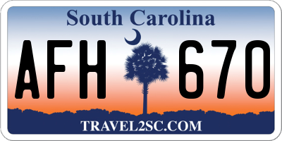 SC license plate AFH670