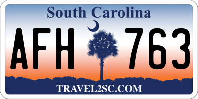 SC license plate AFH763