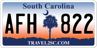 SC license plate AFH822
