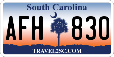 SC license plate AFH830