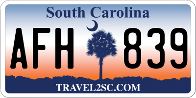 SC license plate AFH839
