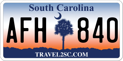SC license plate AFH840