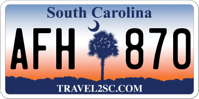 SC license plate AFH870