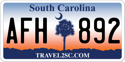 SC license plate AFH892