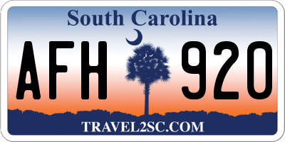 SC license plate AFH920