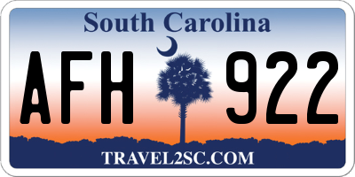 SC license plate AFH922