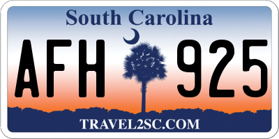 SC license plate AFH925