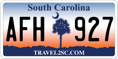 SC license plate AFH927