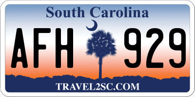 SC license plate AFH929