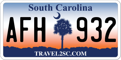 SC license plate AFH932