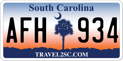 SC license plate AFH934