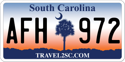 SC license plate AFH972