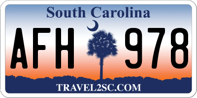 SC license plate AFH978