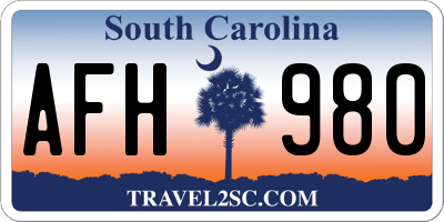 SC license plate AFH980