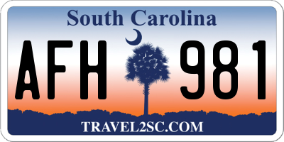 SC license plate AFH981
