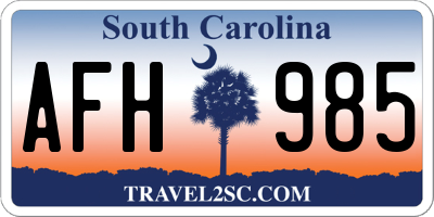 SC license plate AFH985
