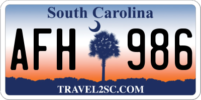 SC license plate AFH986