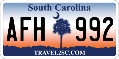 SC license plate AFH992