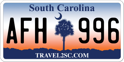 SC license plate AFH996