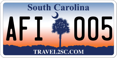 SC license plate AFI005