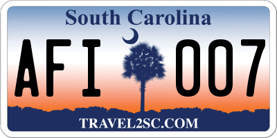 SC license plate AFI007
