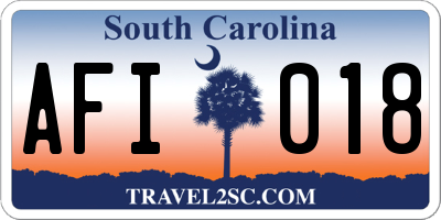 SC license plate AFI018