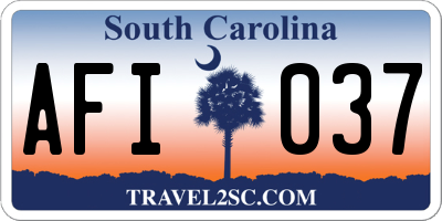 SC license plate AFI037