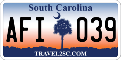 SC license plate AFI039