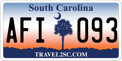SC license plate AFI093