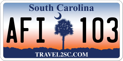 SC license plate AFI103