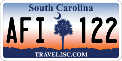 SC license plate AFI122