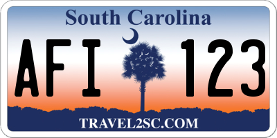 SC license plate AFI123