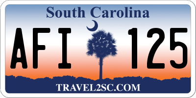 SC license plate AFI125