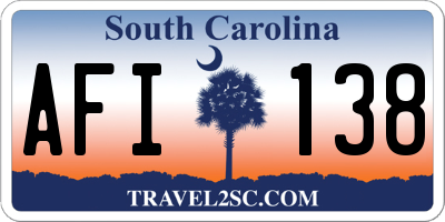 SC license plate AFI138