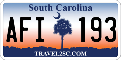 SC license plate AFI193