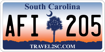 SC license plate AFI205