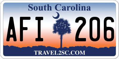 SC license plate AFI206