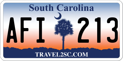 SC license plate AFI213