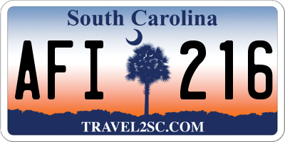 SC license plate AFI216