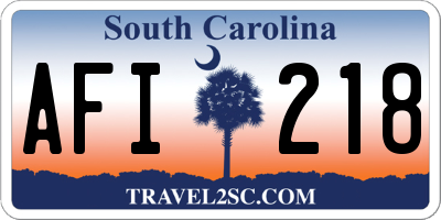 SC license plate AFI218
