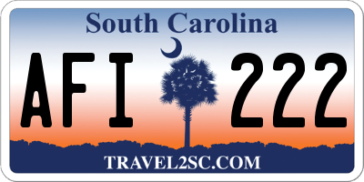 SC license plate AFI222