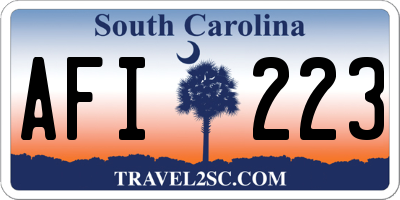 SC license plate AFI223
