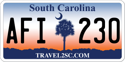 SC license plate AFI230