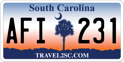 SC license plate AFI231