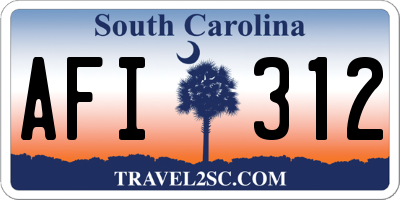 SC license plate AFI312
