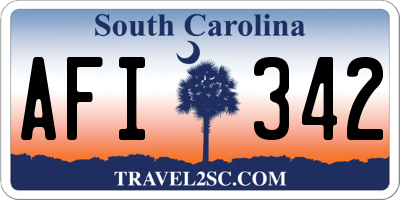 SC license plate AFI342