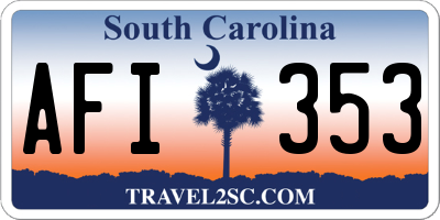 SC license plate AFI353